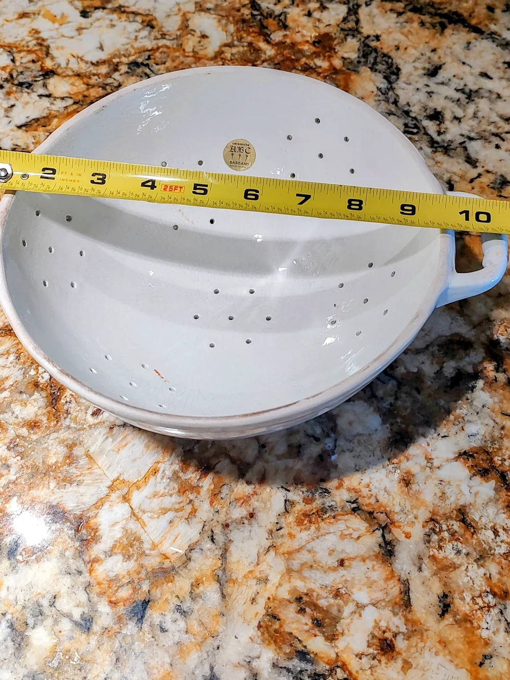 Hand-Painted Bassano Floral Ceramic Colander - White with Multicolor Flowers